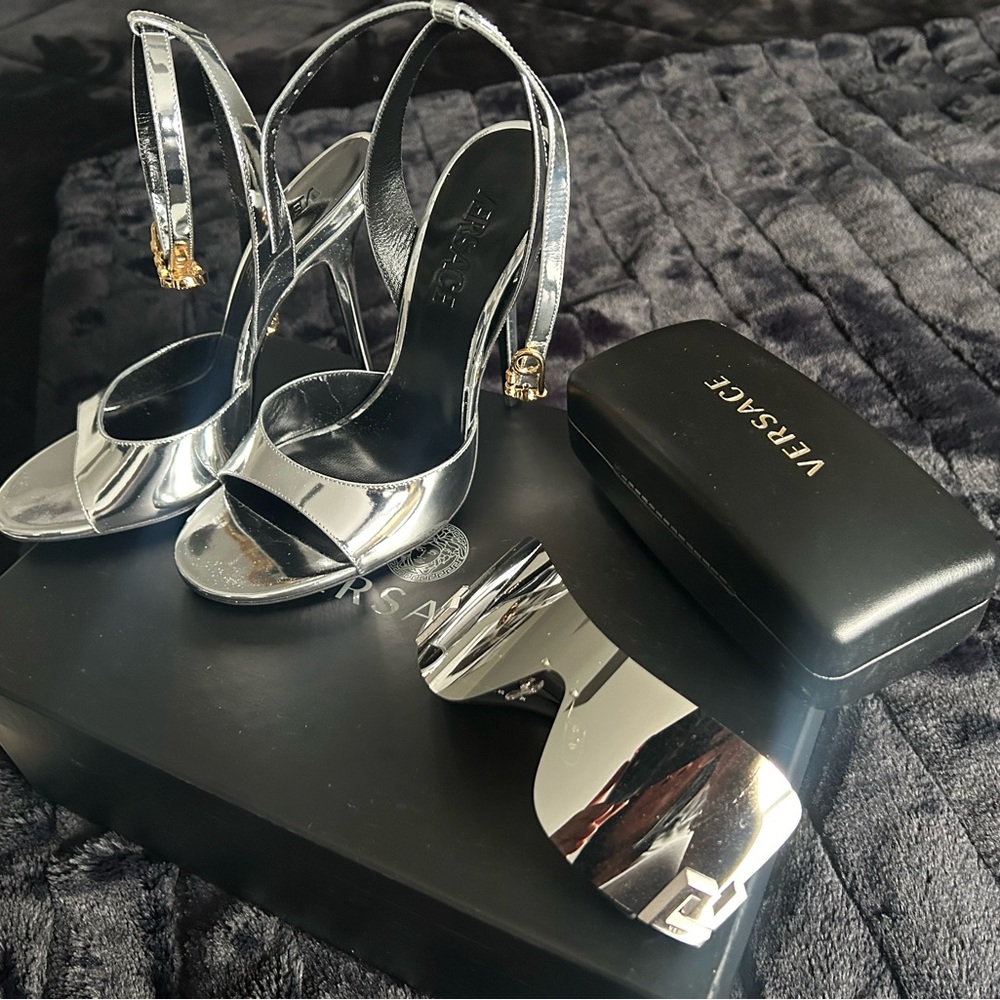Women’s Authentic Versace Sandal and Glasses. Shoes are are European size 38